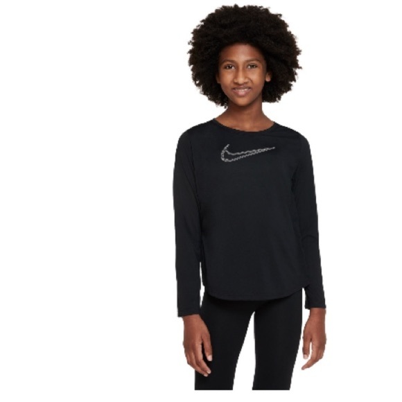 Nike Girls' Dri-fit Graphic Long-Sleeve
Training Top Black, polyester sweater - Picture 3 of 8